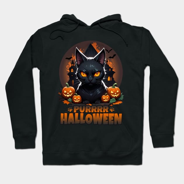 PURRR Halloween Hoodie by Rusty Lynx Design